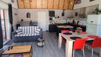 Télévision, baby-foot, table de tennis de table, livres