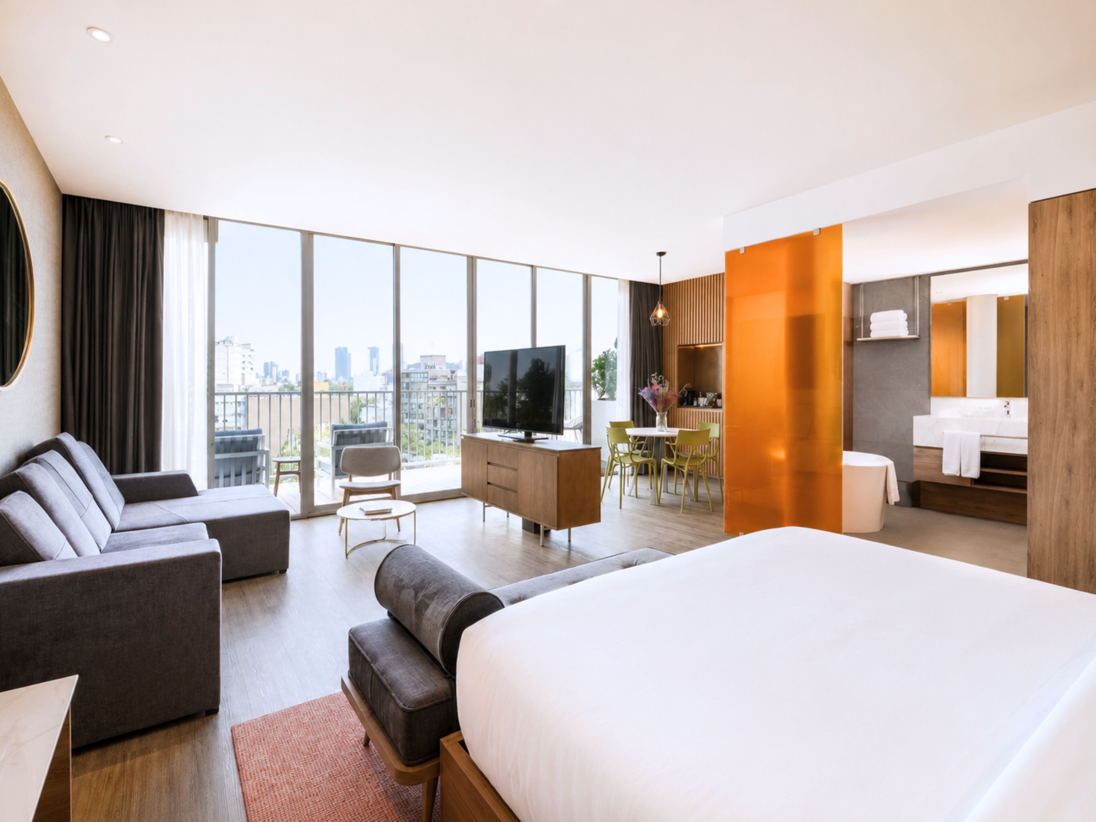 Premium bedding, down comforters, minibar, in-room safe