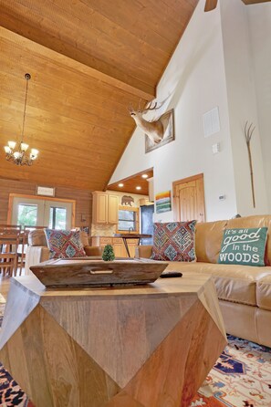 Smart TV, fireplace, DVD player, foosball