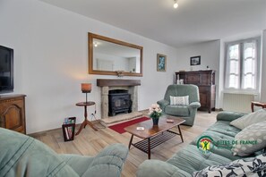 TV, DVD player, foosball, books