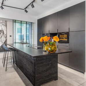 Fridge, oven, stovetop, dishwasher