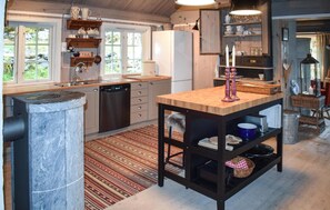 Fridge, stovetop, dishwasher, cookware/dishes/utensils