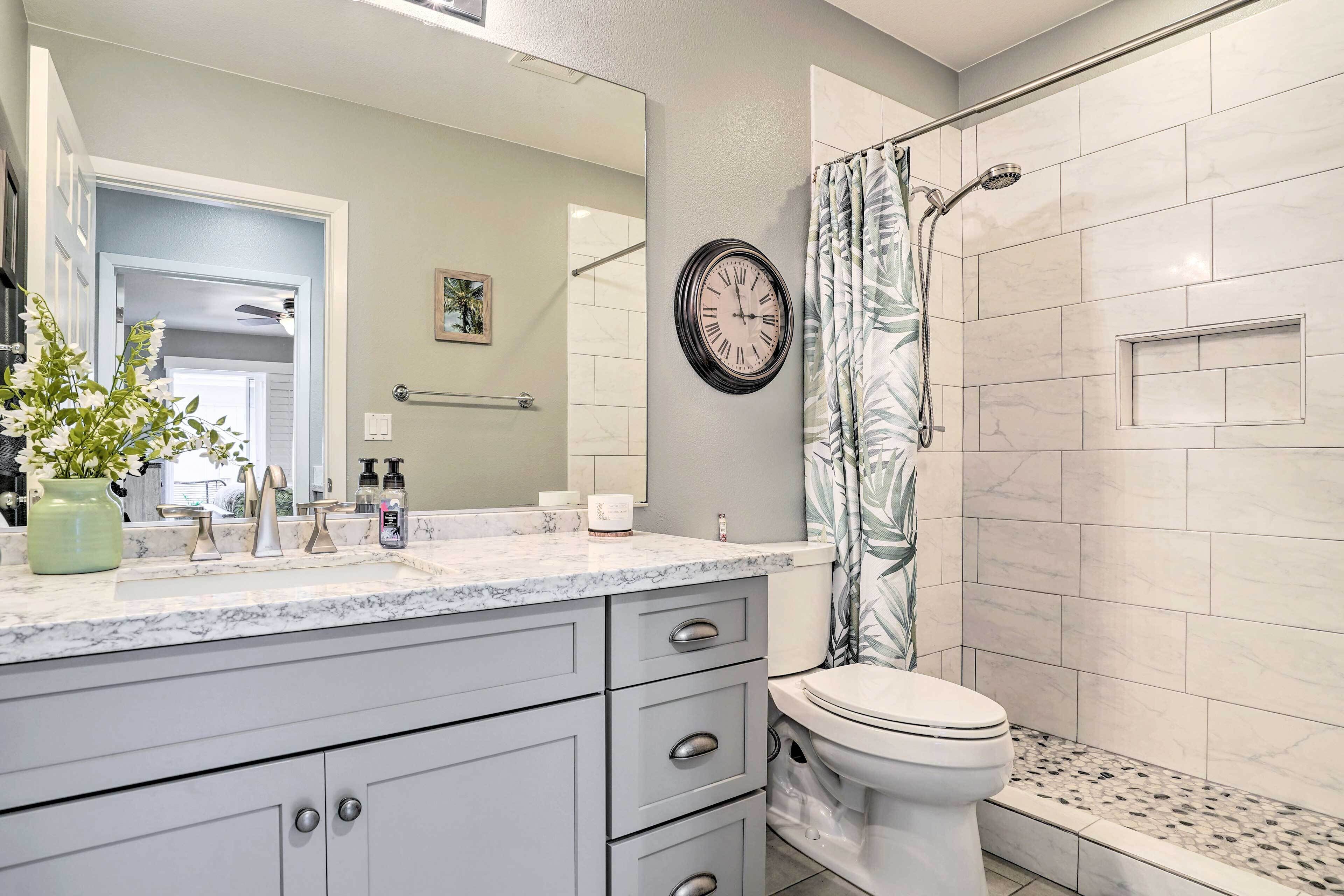 Free toiletries, hair dryer, towels