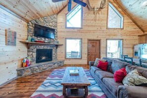 Smart TV, fireplace, video games, DVD player