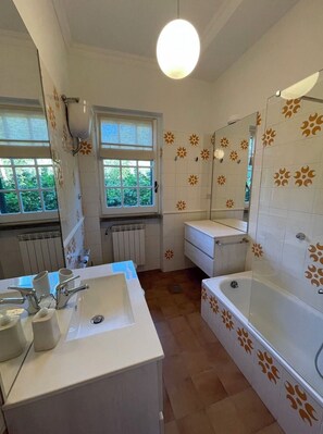 Ensemble douche/baignoire, sèche-cheveux, bidet, serviettes fournies