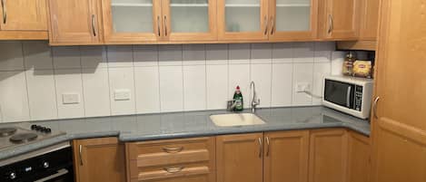 Fridge, microwave, oven, electric kettle