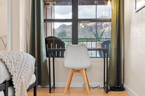 2 bedrooms, desk, iron/ironing board, travel cot