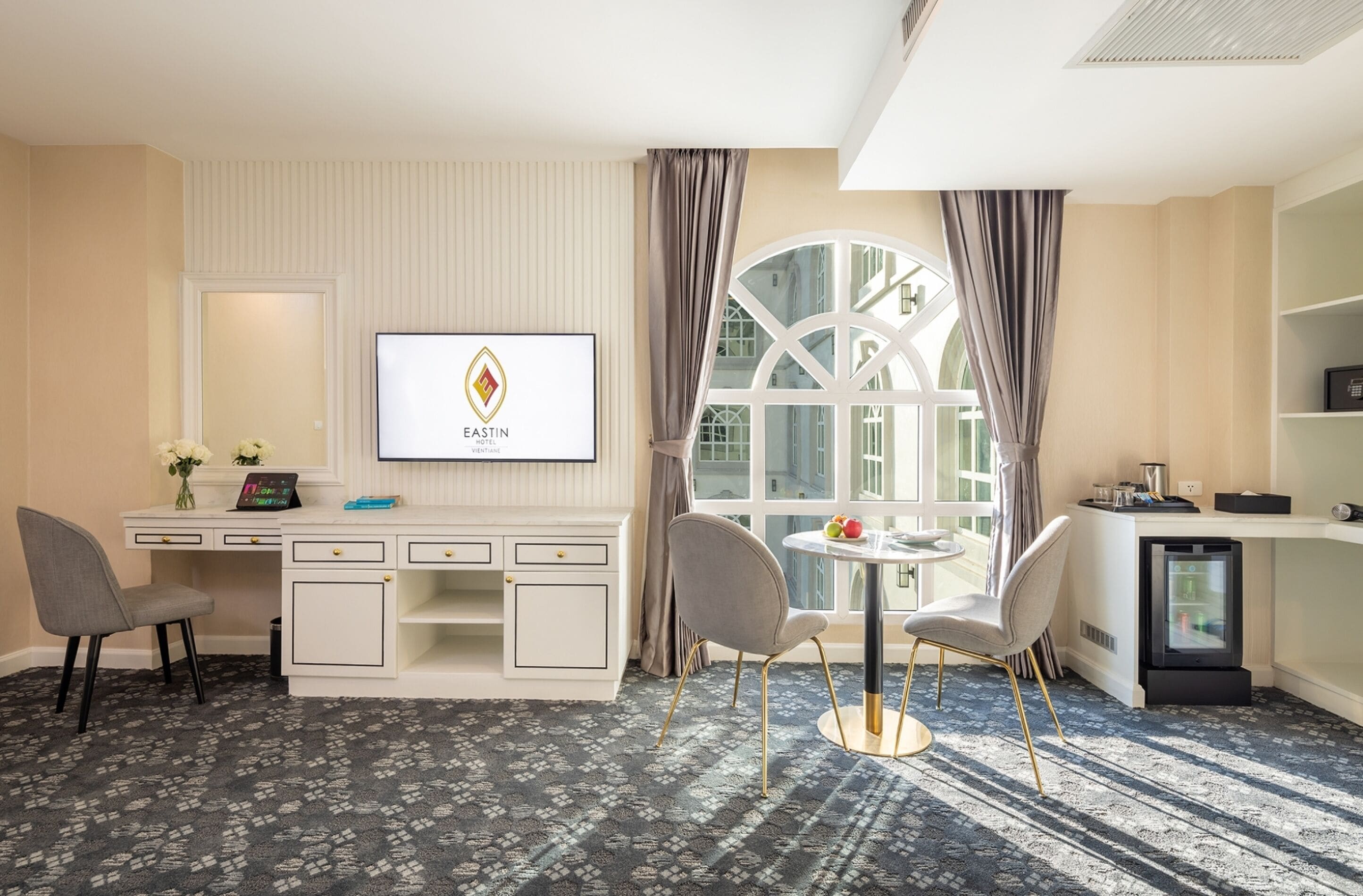 deluxe balcony river view - free one-way airport transfer | living area | 32-inch led tv with satellite channels, tv