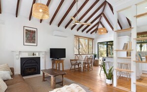 TV, lareira, DVD player