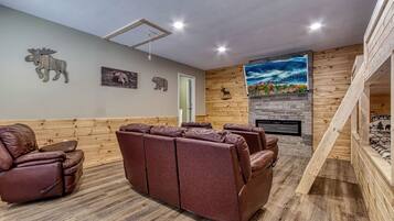 Smart TV, fireplace, video games