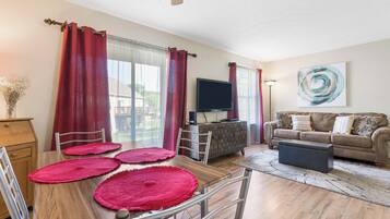 Condo, 1 Queen Bed with Sofa bed, Patio, Garden View (Fall Creek Abby in the Ozarks) | Living area | 42-inch flat-screen TV with digital channels