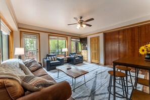 Flat-screen TV, DVD player