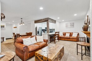 Townhome, Multiple Beds, Patio, Mountain View (Park City Paradise) | Living area | 50-inch flat-screen TV with digital channels, fireplace - Park City Paradise Ski-in/ski-out Resort! (Park City)