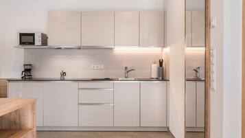 Kühlschrank, Mikrowelle, Herdplatte, Geschirrspüler