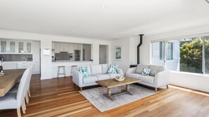 Smart TV, fireplace, table tennis, books