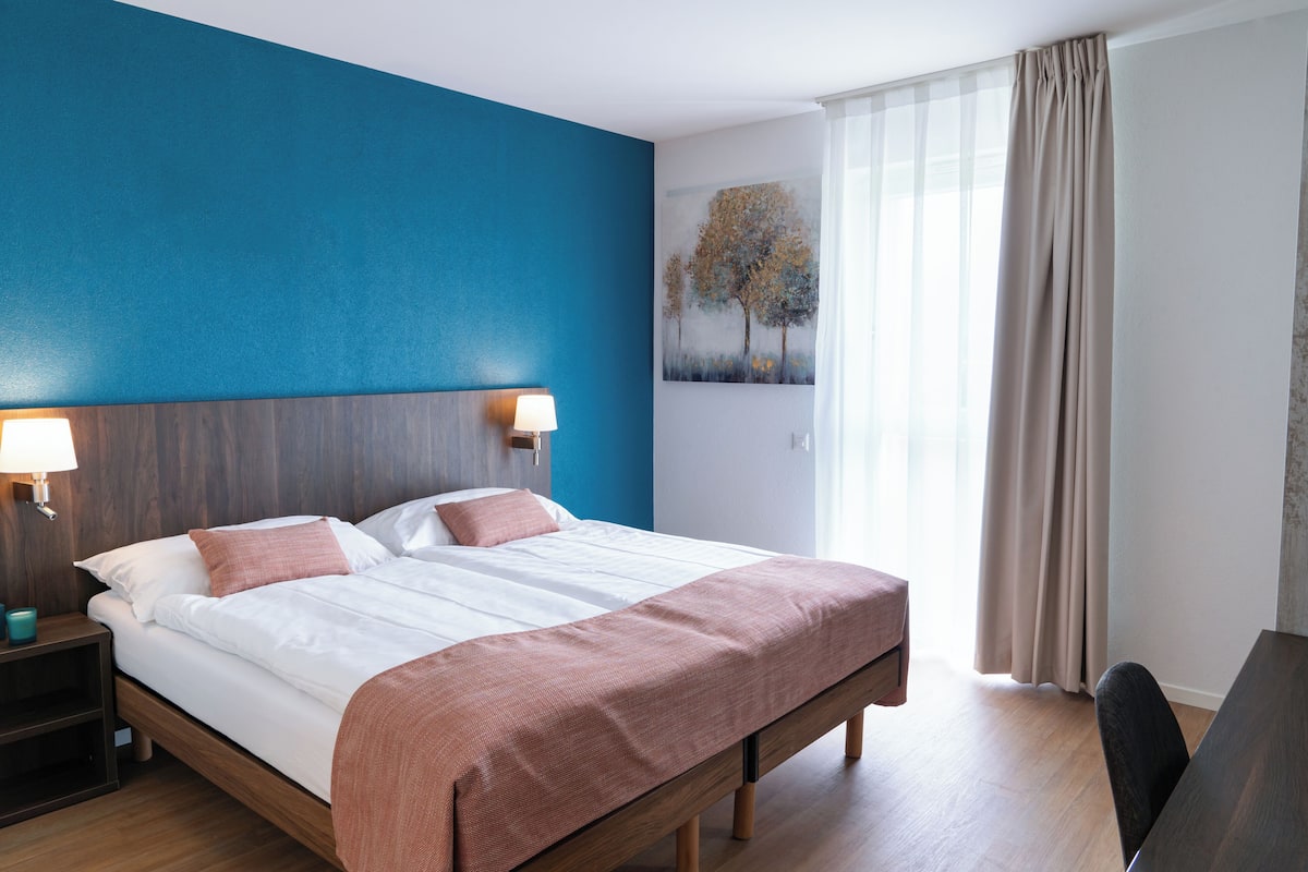 Habitación doble estándar, 1 cama Queen size, vista al jardín | 1 habitación, caja de seguridad en la habitación y escritorio