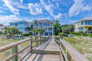 Exterior - Stunning oceanfront home with pool, private boardwalk, decks, & elevator (Hilton Head)