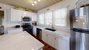 Fridge, microwave, dishwasher, coffee/tea maker