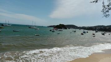 On the beach, white sand
