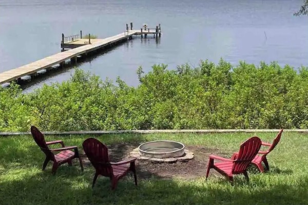 Fire pit and our dock