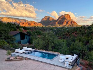 Outdoor pool, a heated pool - Palisades Sanctuary, Heated Saltwater Pool & Spa, Panoramic Views, Large Decks (Sedona)