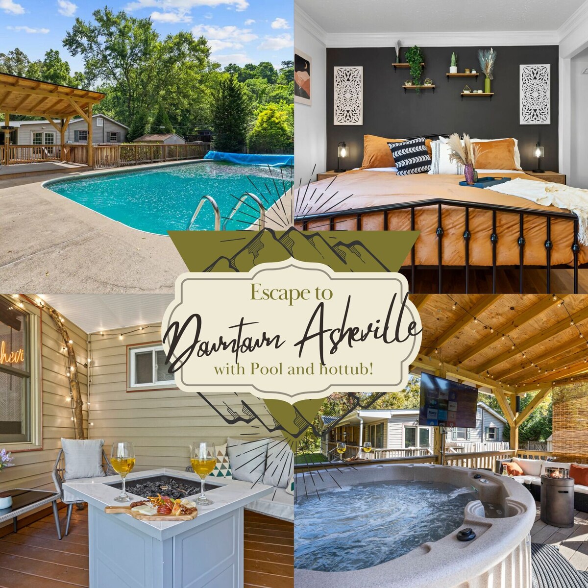 Private Room 1bedroom/bathroom suite W/ private porch, firepit, Hot tub & Pool!