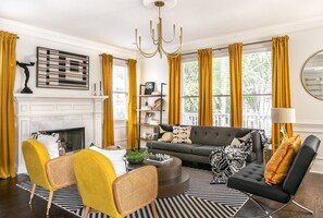 TV, fireplace, offices