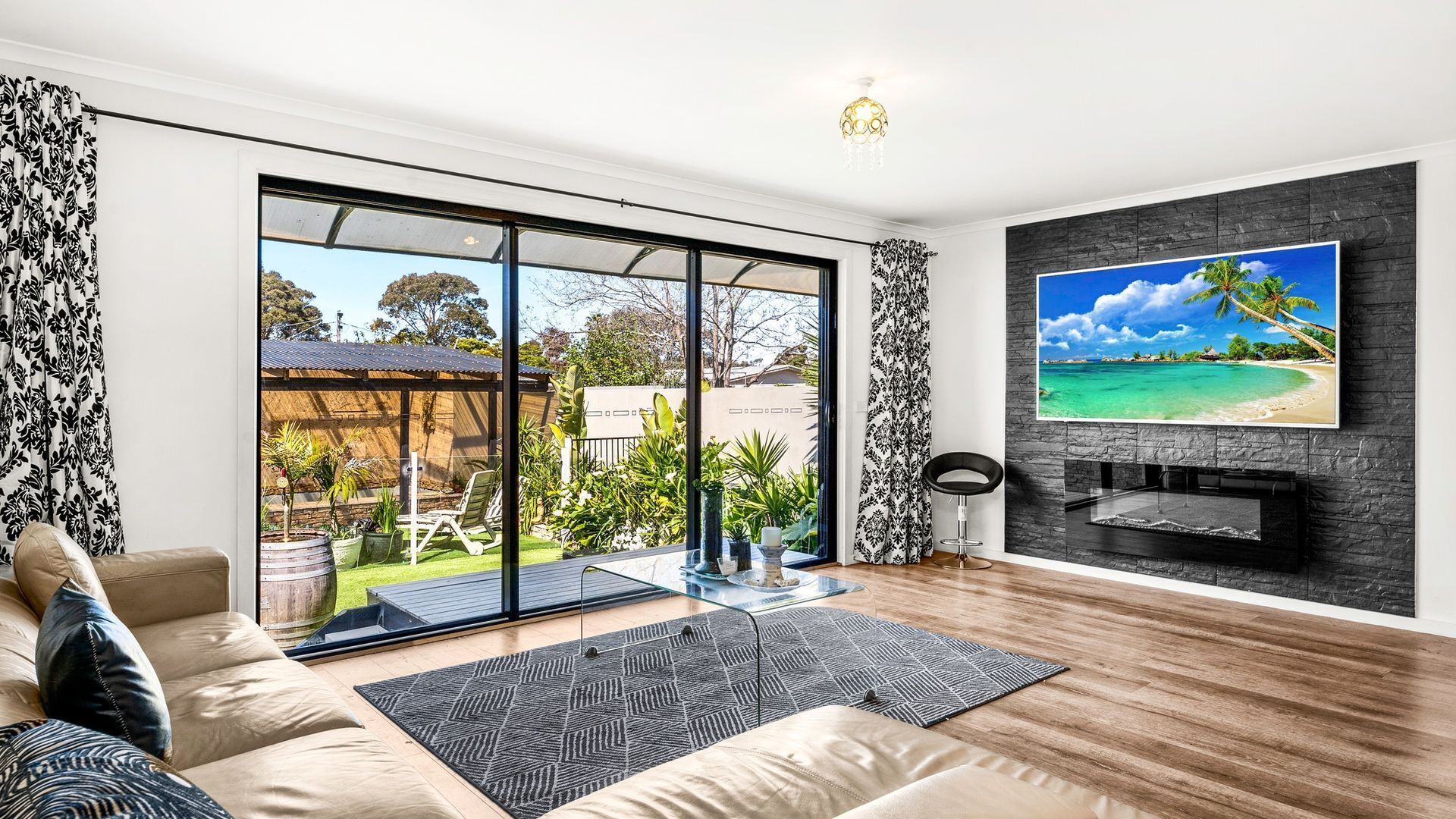 TV, fireplace, video games, books