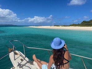Playa en los alrededores, camastros y toallas de playa 