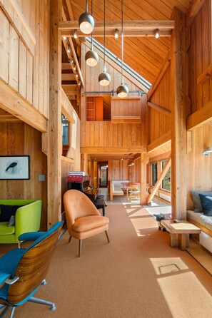 Smart-tv, een open haard en een dvd-speler