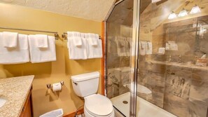 Bathtub, hair dryer, towels