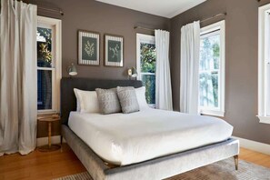 4 bedrooms, desk, blackout drapes, iron/ironing board