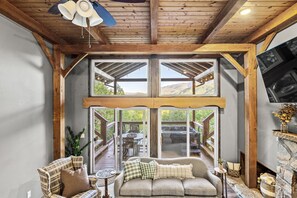 Smart TV, fireplace, video games, books