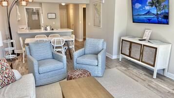 Smart TV, DVD player, books