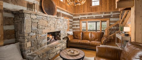 Smart TV, chimenea, libros