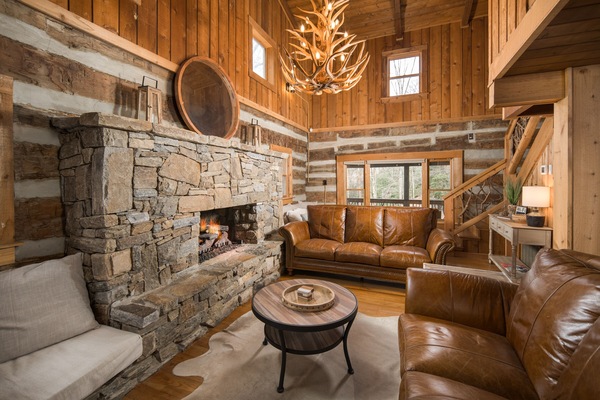 TV connectée, cheminée, livres