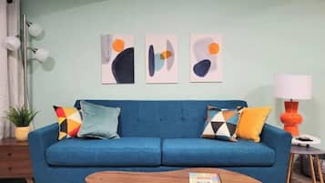 Smart TV, DVD player, books, music library