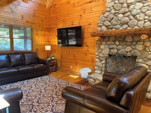 Smart TV, chimenea y reproductor de DVD 