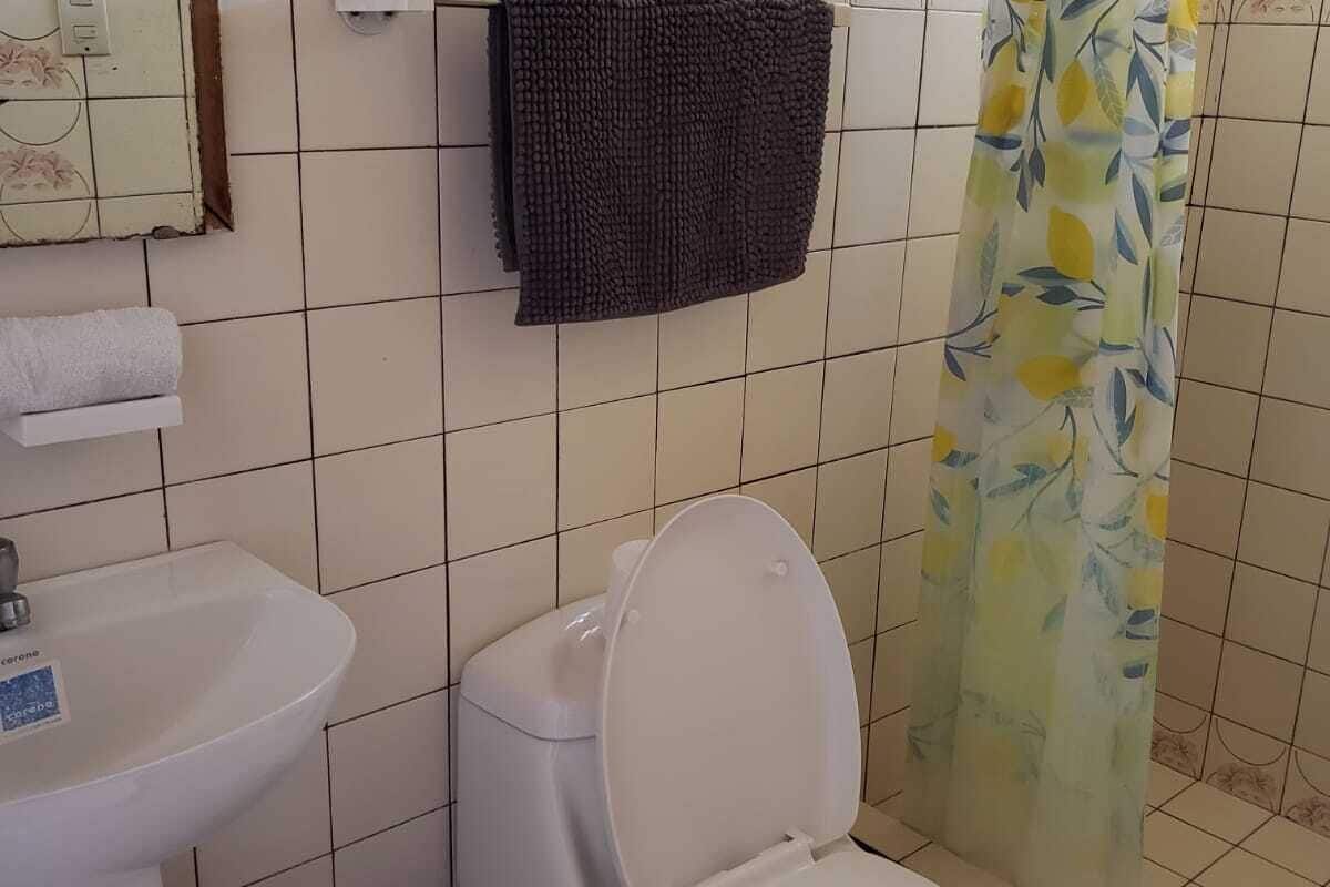 shower, free toiletries, towels, soap