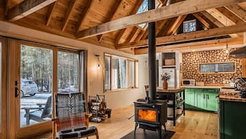 Cheminée, livres, chaßne hi-fi