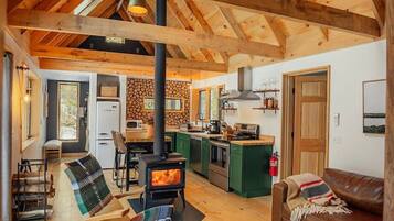 Cheminée, livres, chaßne hi-fi