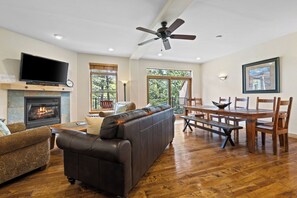 TV, peis, DVD-spiller og stereoanlegg