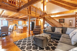 Smart TV, fireplace, video games, DVD player