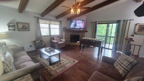 Smart TV, fireplace, video games, table football