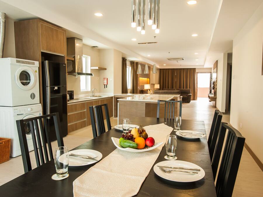 Premier Apartment, 2 Bedrooms, Balcony | Private kitchen | Mini-fridge, coffee/tea maker, electric kettle