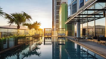 Outdoor pool, open 6:00 AM to 8:00 PM, sun loungers