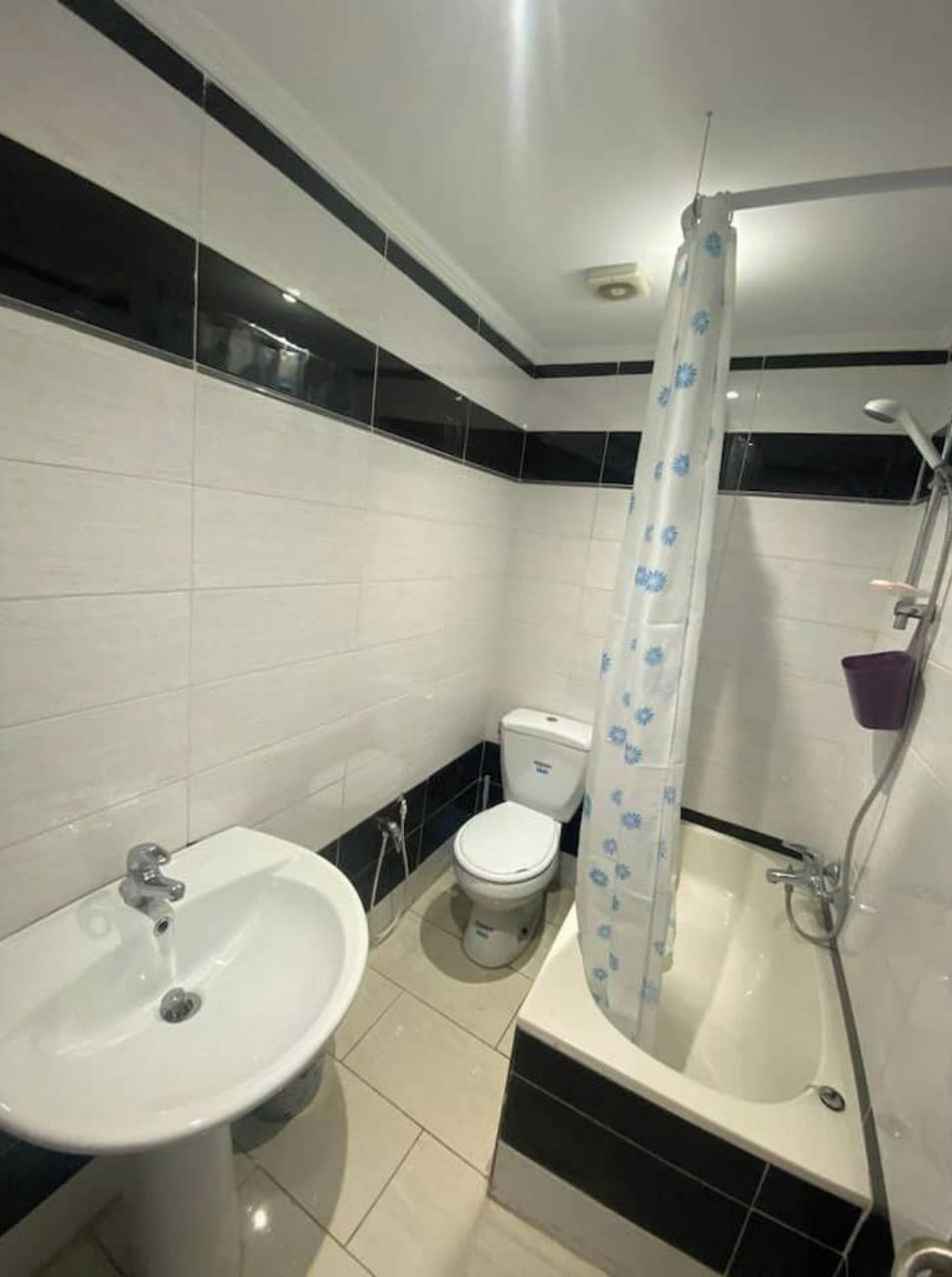Un baño con lavabo, inodoro y bañera.