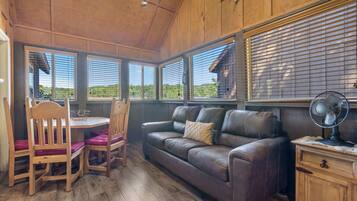 House, Multiple Beds, Balcony, Garden View (Grey Moose Lodge) | Living area | 42-inch flat-screen TV with digital channels, fireplace