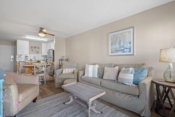 Living Room with a beach view