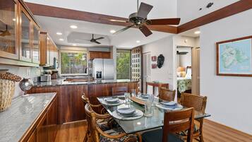 Condo, Multiple Beds, Lanai, Ocean View | Private kitchen | Fridge, microwave, oven, stovetop